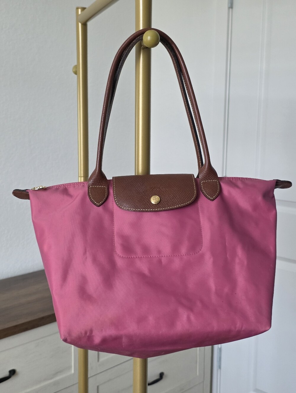 Longchamp Le Pliage Original Tote Bag, Pink and Brown, Medium